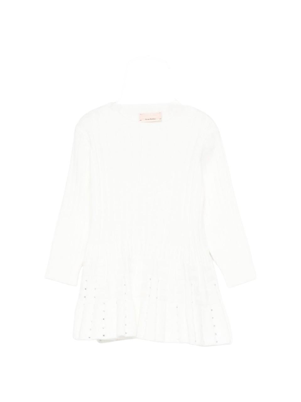 Abito per neonata Elisabetta Franchi La Mia Bambina bianco con orlo peplo EGAB218CFL040 0004 ElISABETTA FRANCHI 