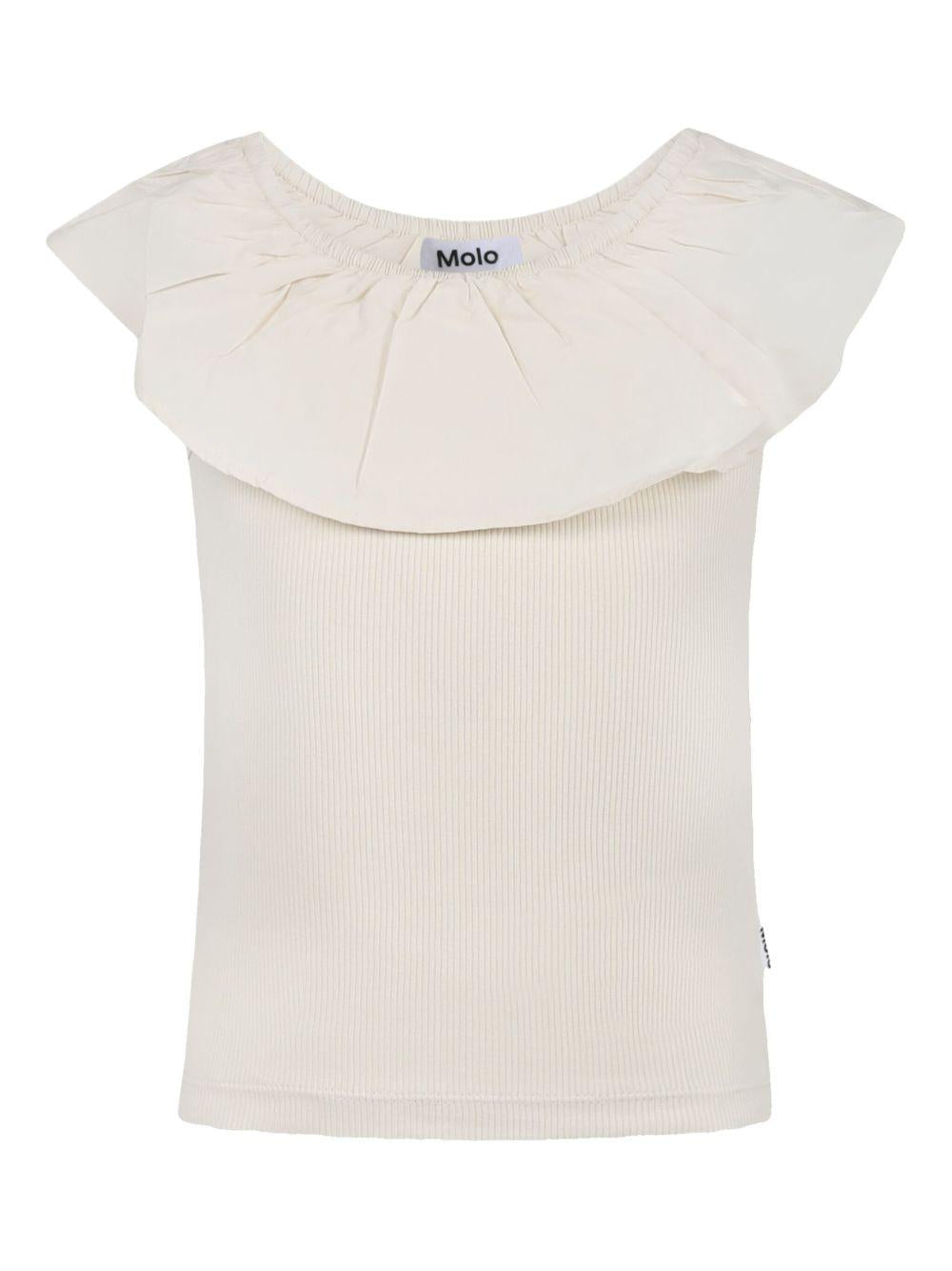 T-shirt con ruches per bambina Molo bianco con orlo dritto 2S25A104 5410 MOLO 