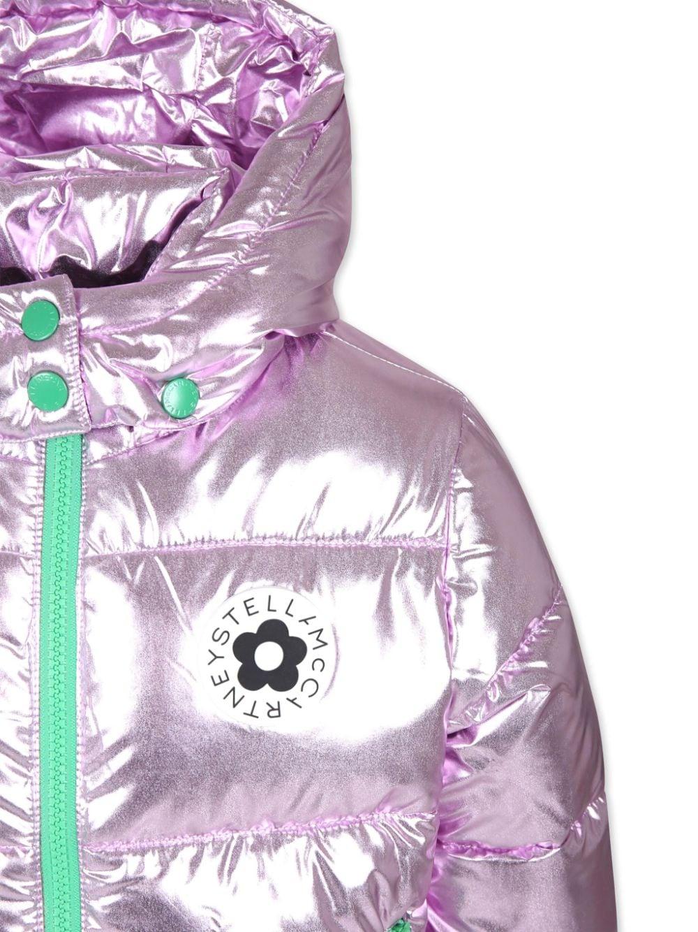 Piumino lilla per bambina con applicazione logo sul davanti Stella McCartney Kids TV2B97 Z0546 591 STELLA McCARTNEY KIDS 