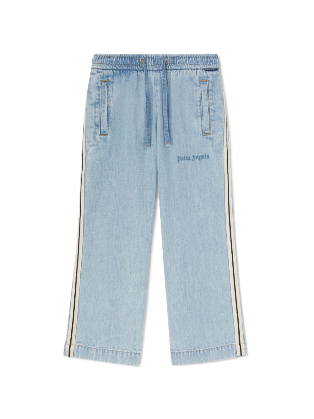 Pantaloni sportivi con logo per bambino Palm Angels Kids blu con dettaglio a righe PBYB006S25DEN001 4545 PALM ANGELS KIDS 