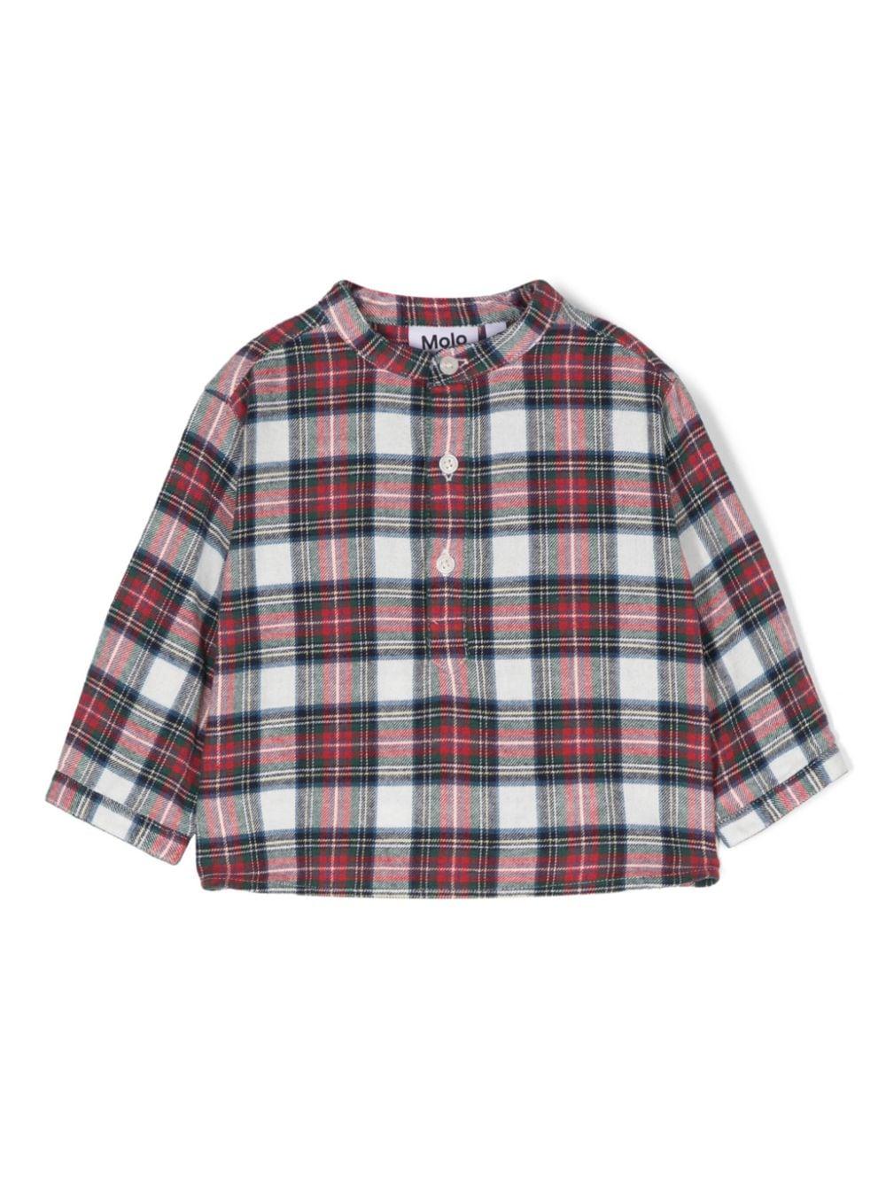 Camicia per neonato Molo Enoz a quadri rosso e bianco con colletto alla coreana 6W24C202 8991 MOLO 