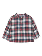 Camicia per neonato Molo Enoz a quadri rosso e bianco con colletto alla coreana 6W24C202 8991 MOLO 