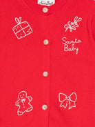Cardigan per bambina MC2 Saint Barth Kids rosso con ricami natalizi BLL005 02142I MC2 ST. BARTH KIDS 