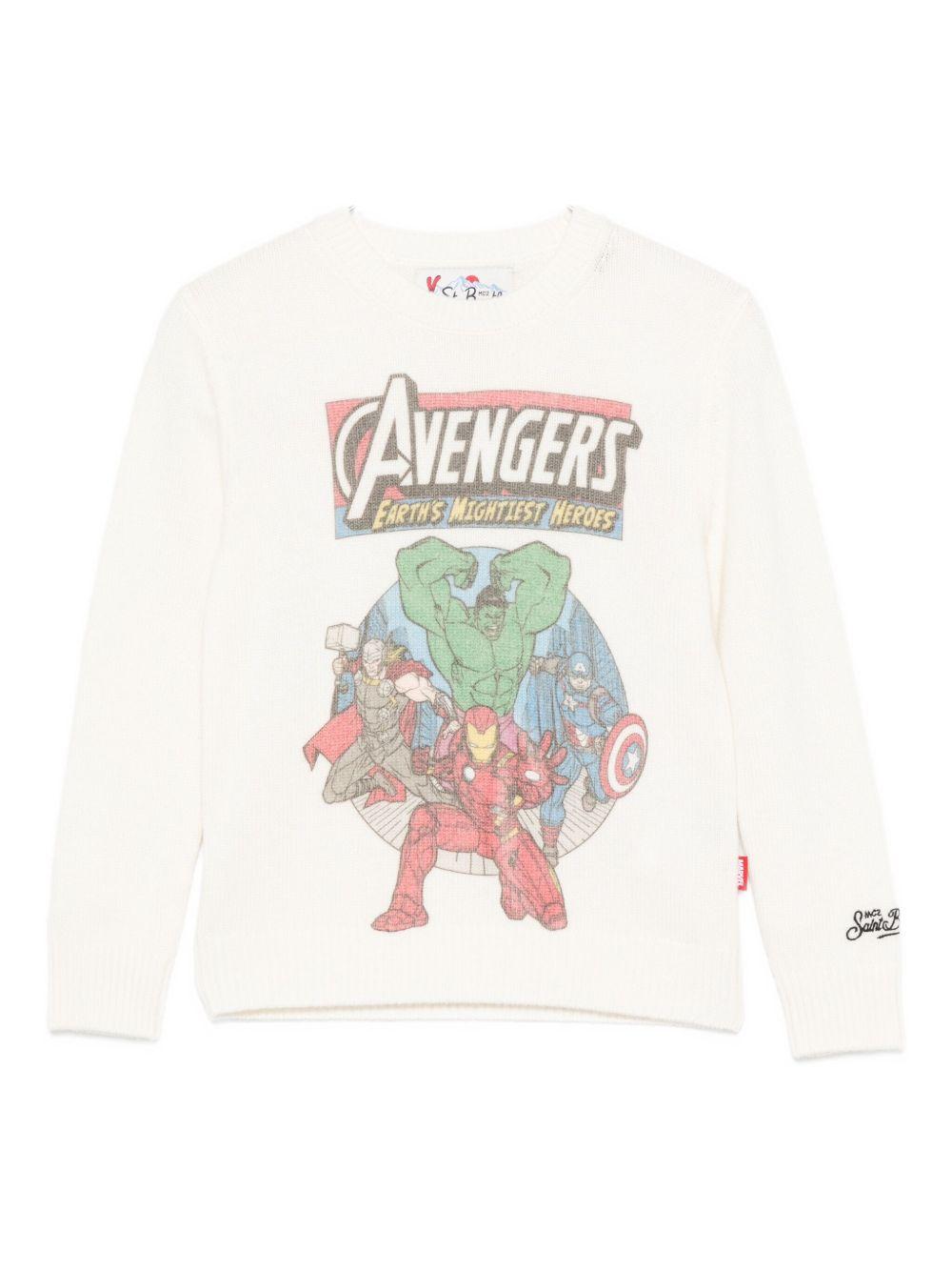T-shirt per bambino MC2 Saint Barth Kids x Marvel bianca con stampa grafica Avengers DOU0019 00342I MC2 ST. BARTH KIDS 