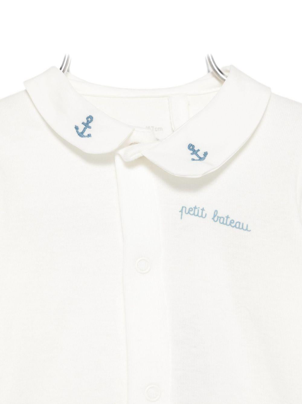 Tutina per neonati Petit Bateau bianca con colletto alla Peter Pan A0EKL 01 PETIT BATEAU 