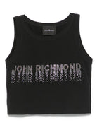 Canotta per bambina John Richmond Junior nero con logo con strass RGP25204CN BLACK JOHN RICHMOND JUNIOR 