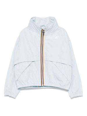 K Way Kids light blue Aubette jacket for children with windproof flap