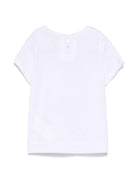 T-shirt per neonata Monnalisa bianco con stampa e decorazione con strass 39E608 5011 0099 MONNALISA 