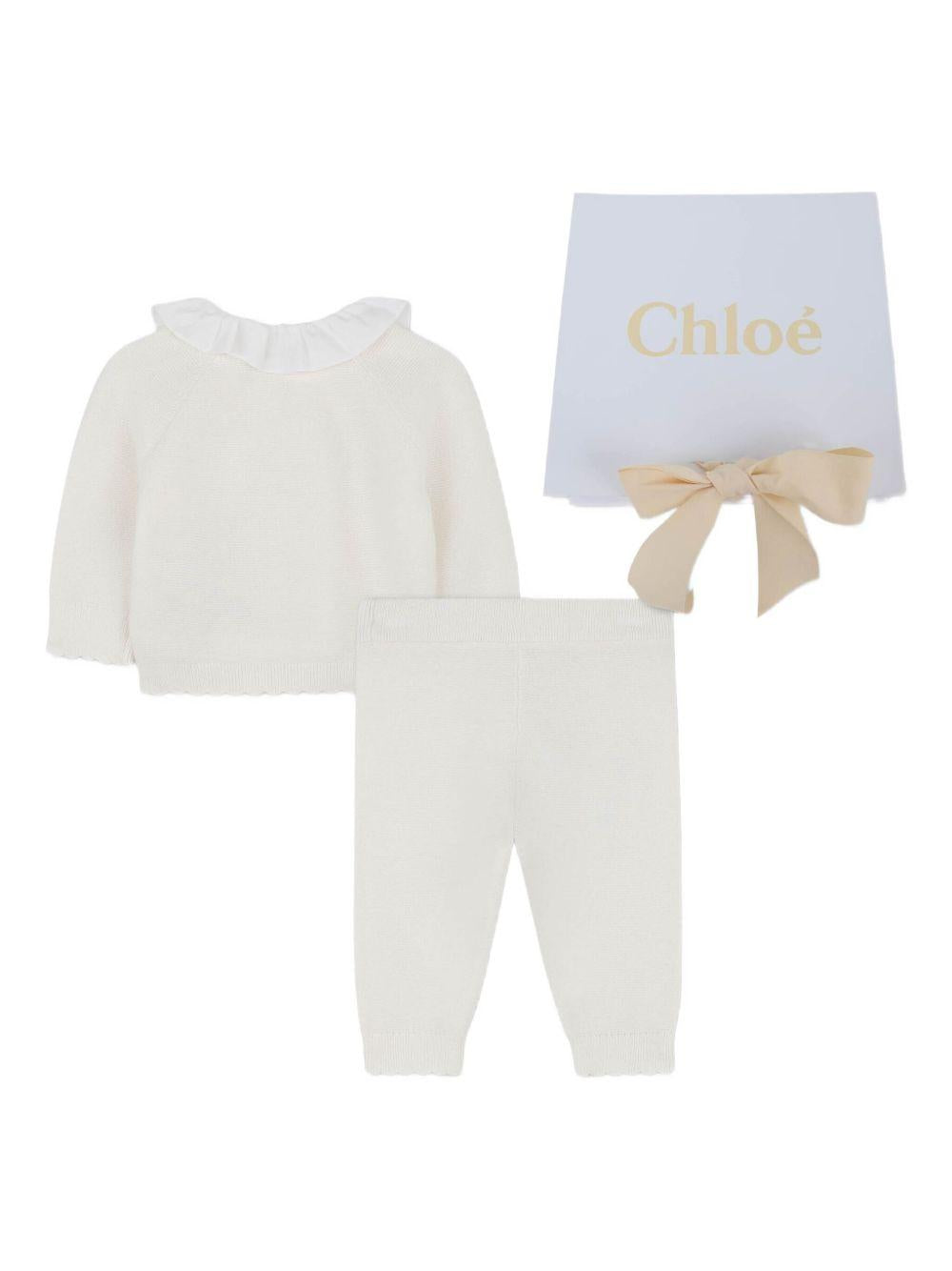 Set tuta e pantaloni sportivi per neonata Chloé Kids bianco con colletto con ruches C20778 117 CHLOE' KIDS 
