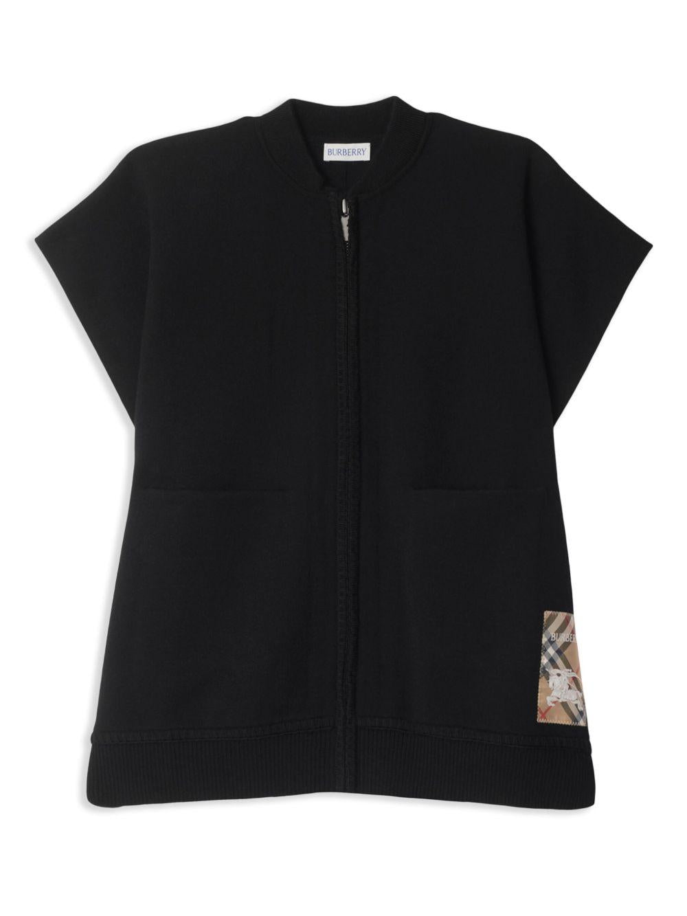 Mantella per bambina Burberry Kids nero a quadri con applicazione logo 8101865 A1189 BURBERRY KIDS 