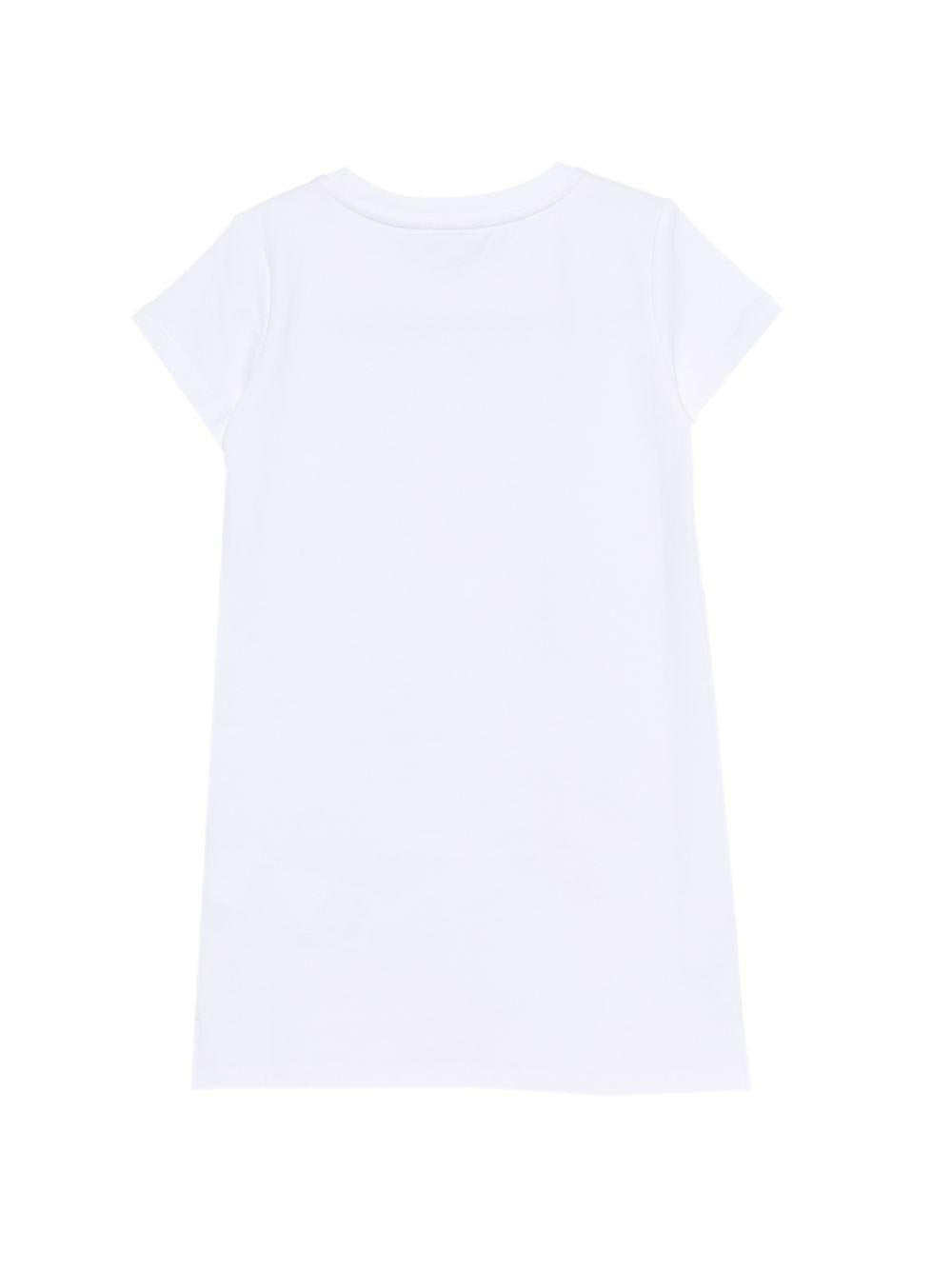 Abito per bambina Moschino Kids bianco con logo in strass HDV0HYLDA25 10101 MOSCHINO KIDS 