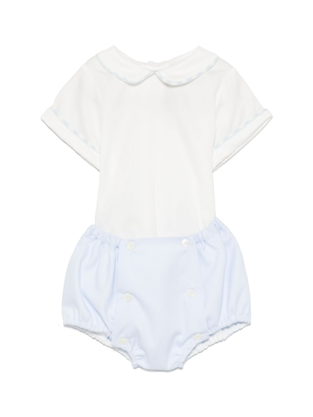 Completo per neonato La Stupenderia bianco con shorts in cotone e colletto Peter Pan TBCT59 P08 LA STUPENDERIA 