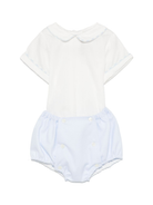 Completo per neonato La Stupenderia bianco con shorts in cotone e colletto Peter Pan TBCT59 P08 LA STUPENDERIA 