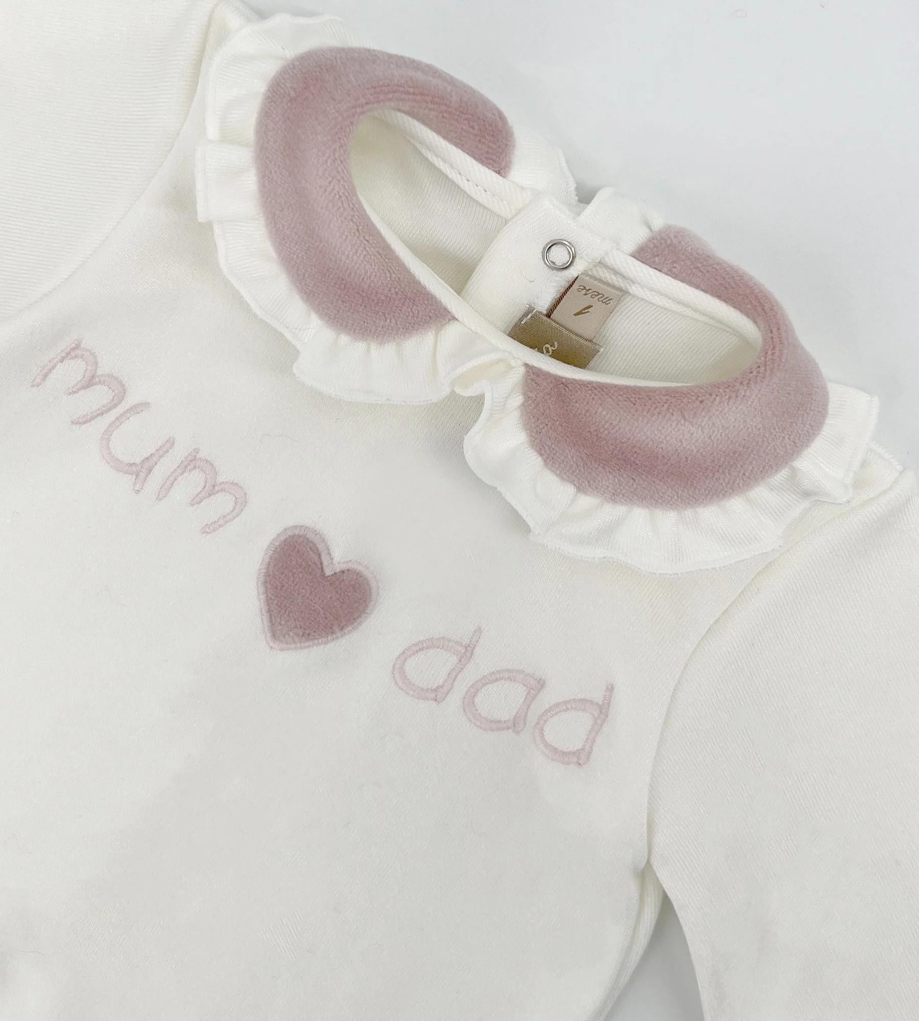 Tutina per neonata La Stupenderia bianca con dettagli rosa 1TBTT12 K40L23 LA STUPENDERIA 