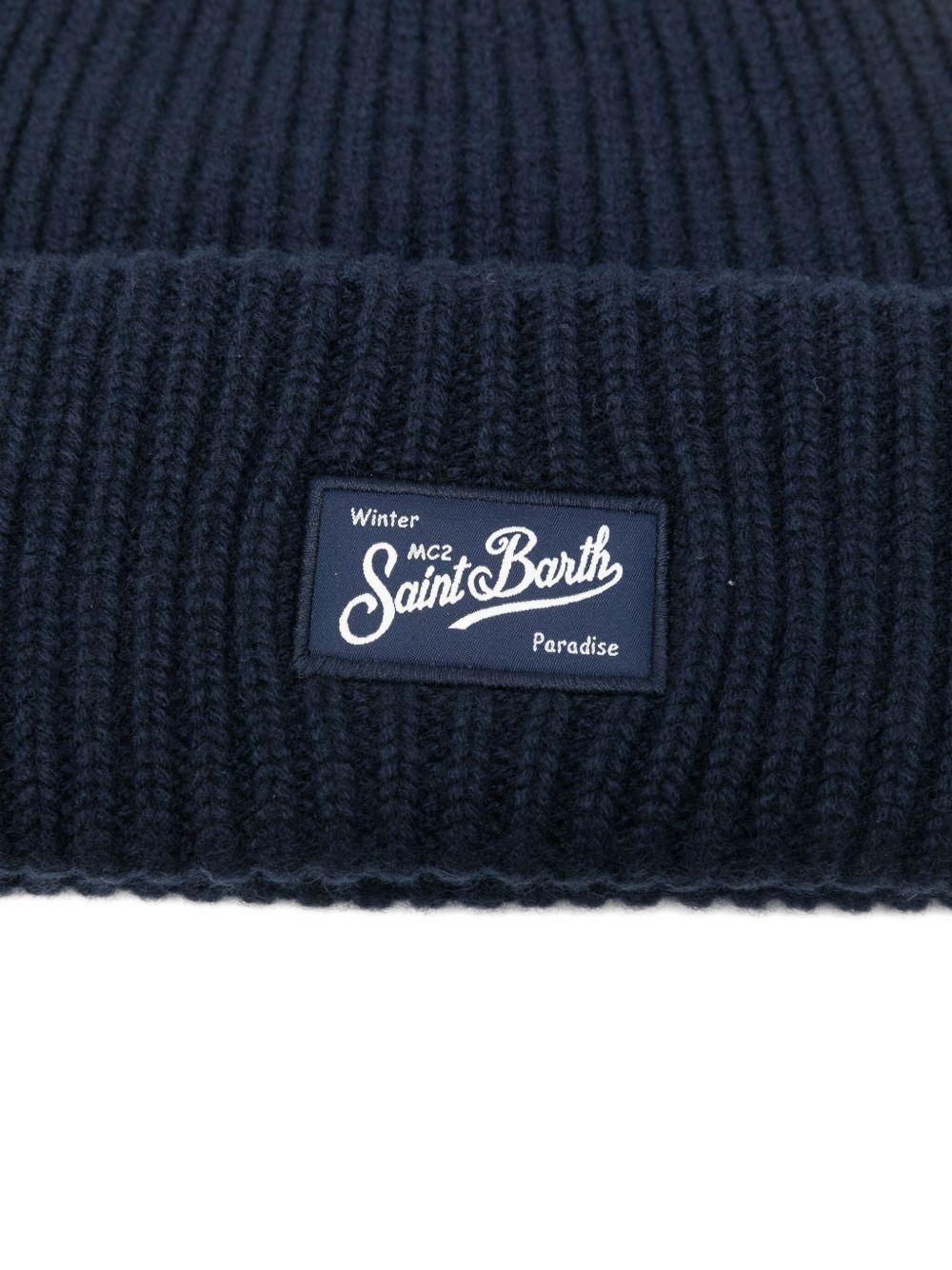 Berretto per bambino MC2 Saint Barth Kids blu con toppa con logo BRR0001 02307I MC2 ST. BARTH KIDS 
