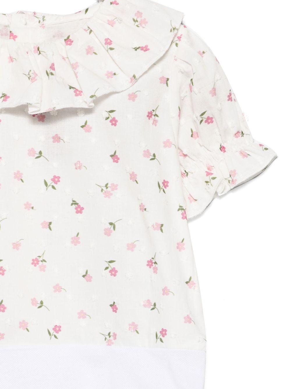 Set top e shorts per neonata La Stupenderia rosa a fiori con cinturini con bottone TBCT58 P07 LA STUPENDERIA 
