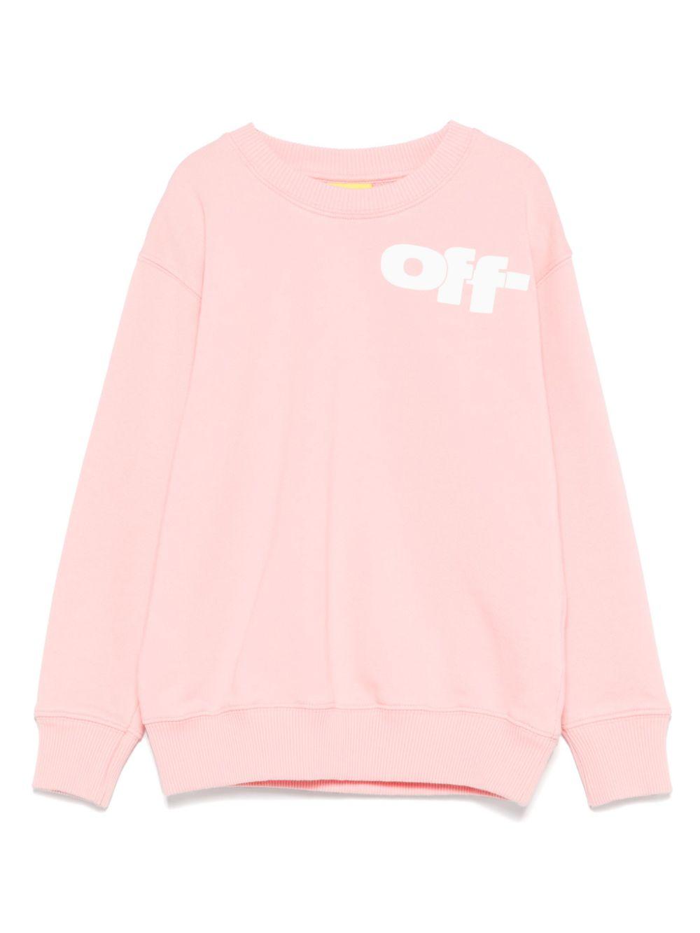 Felpa con stampa logo per bambina Off-White Kids rosa con polsini a coste OGBA001S25FLE002 3001 OFF WHITE KIDS 