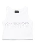 Top con strass per bambina John Richmond Junior bianco con orlo dritto RGP25204CN WHITE JOHN RICHMOND JUNIOR 