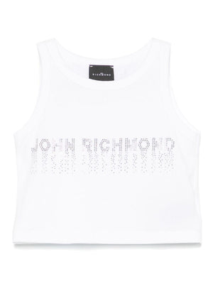 John Richmond Junior Girls' White Rhinestone Top with Straight Hem