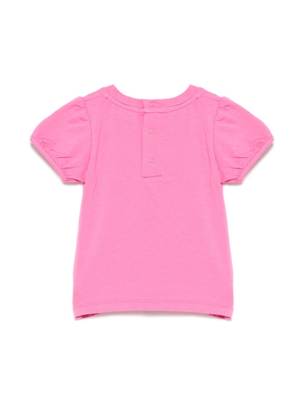 T-shirt Teddy Bear per neonato Moschino Kids rosa con girocollo MIM02BLBA10 50533 MOSCHINO KIDS 