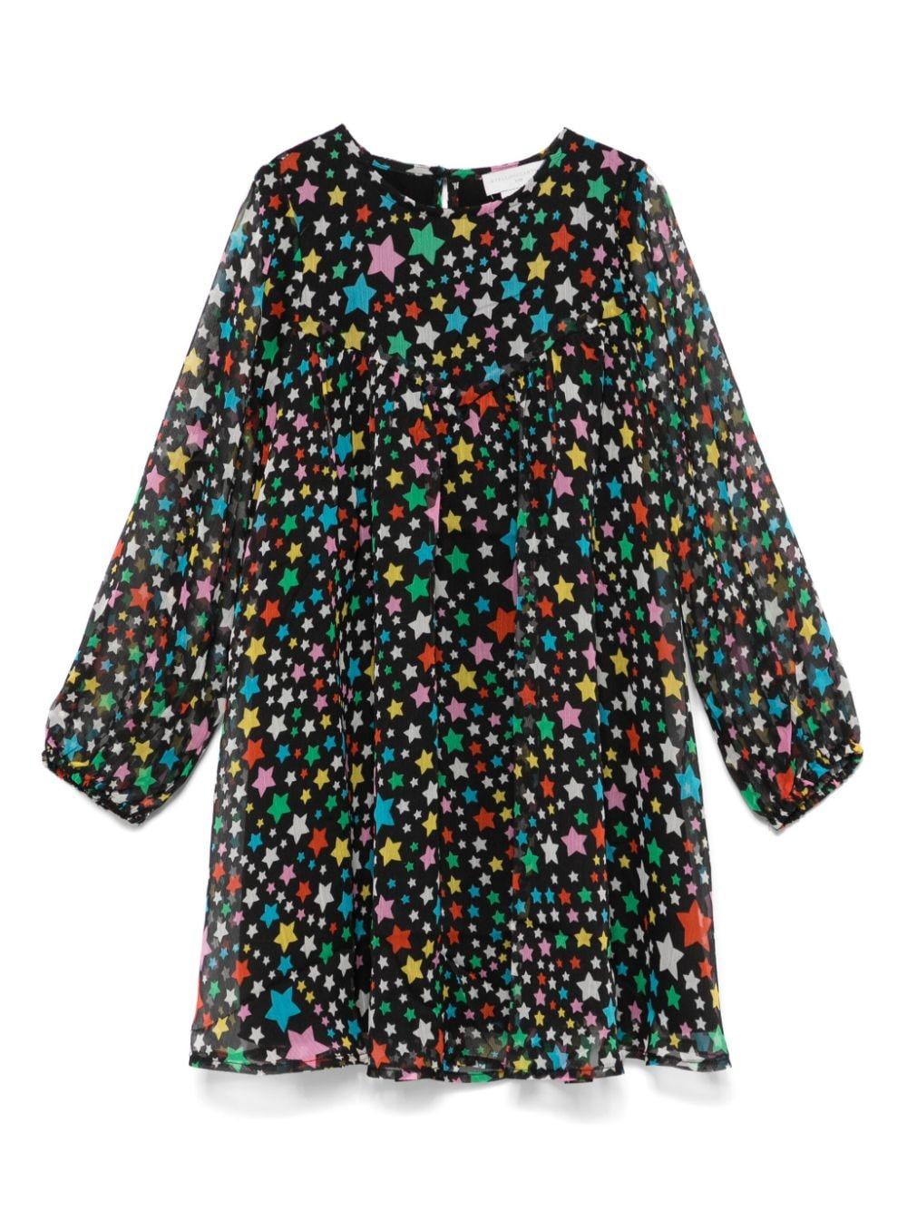 Abito per bambina Stella McCartney Kids nero con stampa stelle all over TV1C40 Z2069 930MC STELLA McCARTNEY KIDS 