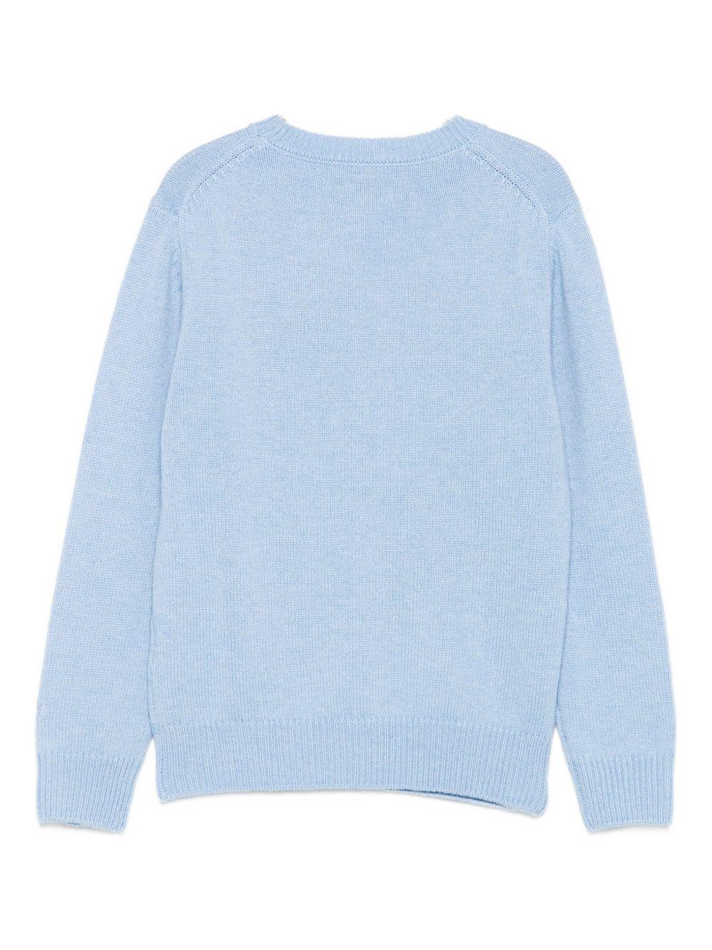 Maglione per bambina MC2 Saint Barth Kids x Trudi azzurro con ricamo Orsetto sul davanti PRC0001 01983I MC2 ST. BARTH KIDS 