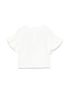 T-shirt per neonata Fendi Kids bianco con stampa sul davanti e maniche con ruches BFI162 ST8 F0TU9 FENDI KIDS 