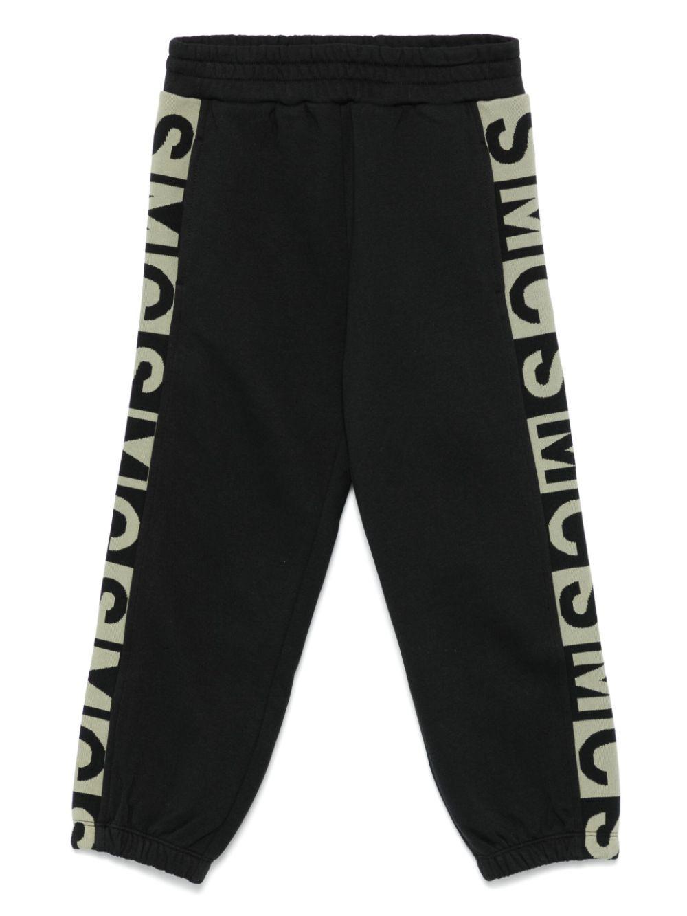 Pantaloni sportivi per bambino Stella McCartney Kids neri con logo jacquard TV6R60 Z0409 930 STELLA McCARTNEY KIDS 