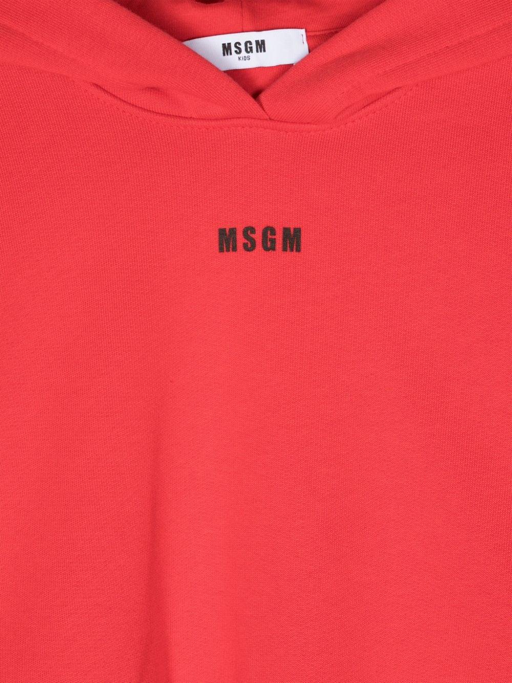 Felpa con cappuccio per bambina MSGM Kids rosso con logo ricamato F4MSJGHS140 040 MSGM KIDS 