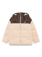 Giubbino per bambina Fendi Kids beige con cappuccio con logo monogramma FF JUA227 AS5B F1P2P FENDI KIDS 