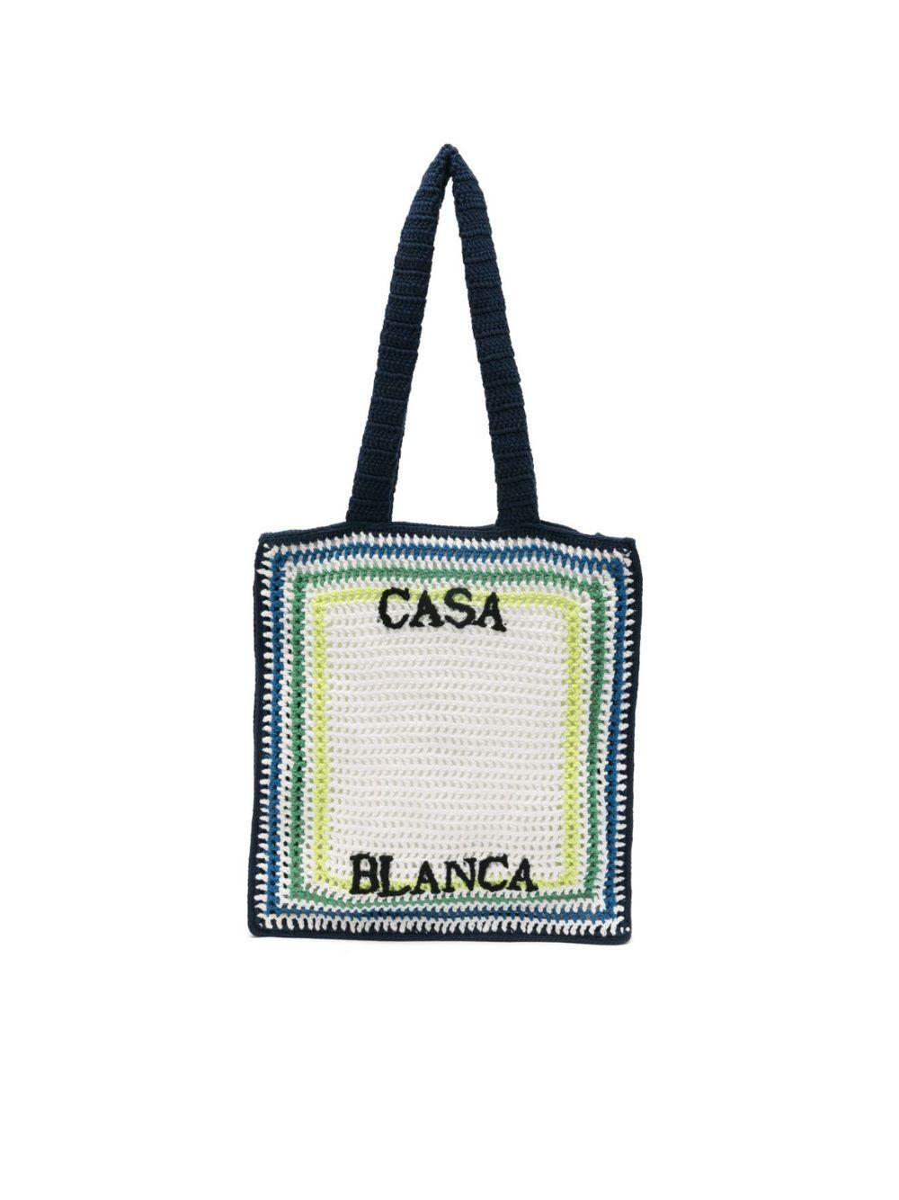 Borsa tote per bambina Casablanca Kids multicolor con ricamo logo ASP26BAG18701 WHITE/ BLUE STRIPE CASABLANCA KIDS 