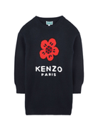 Abito per bambina Kenzo Kids blu con motivo Boke Flower K61356 845 KENZO KIDS 