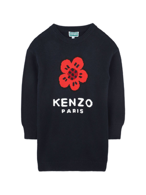 Kenzo Kids blue dress for girls with Boke Flower motif