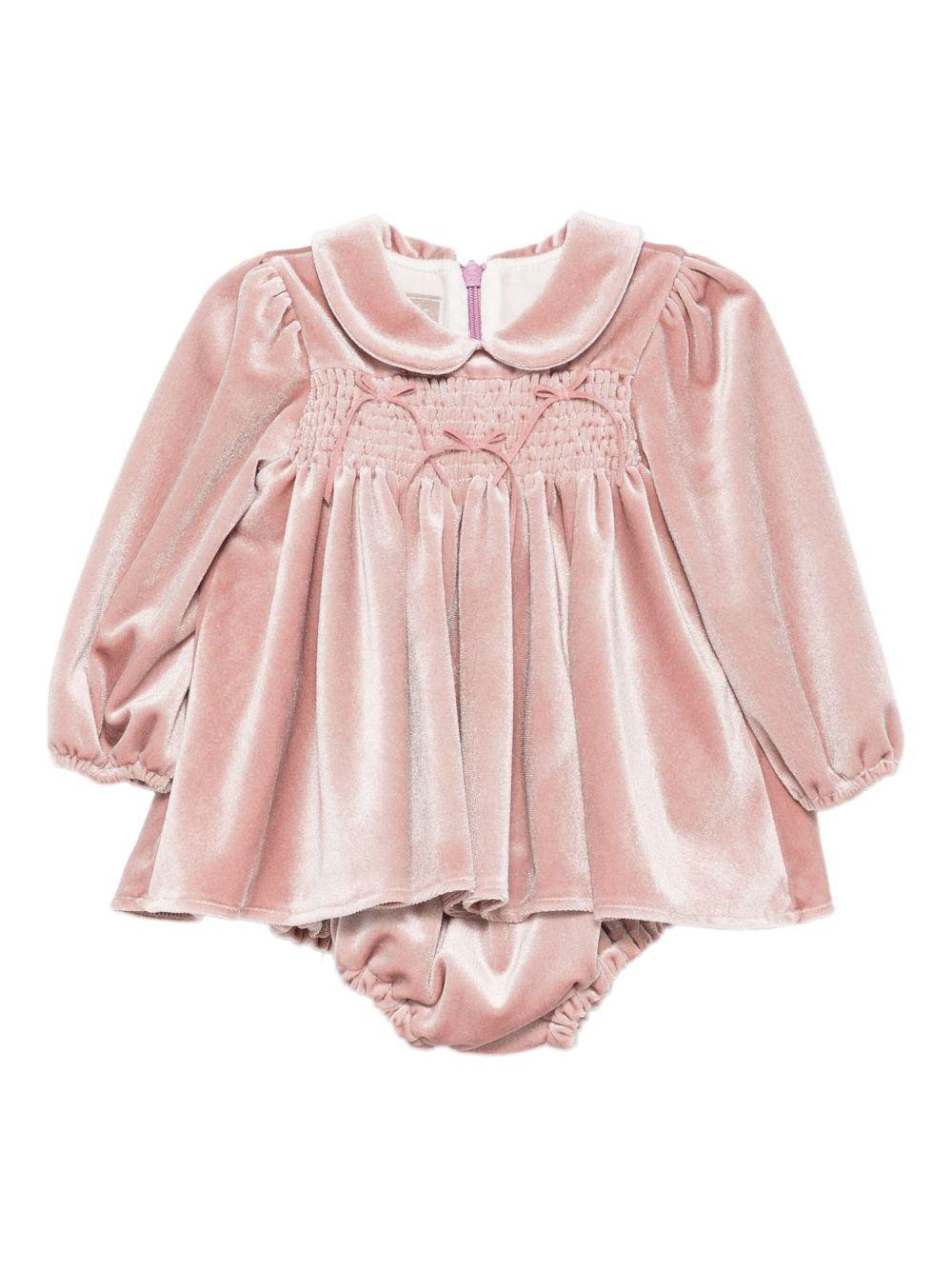 Abito per neonata La Stupenderia rosa con colletto alla Peter Pan 1TBAB10 V28 LA STUPENDERIA 