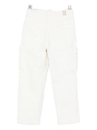 Pantaloni cargo per bambino Eleventy Kids bianchi con chiusura frontale con bottoni EX6P30 V0162 109 ELEVENTY KIDS 