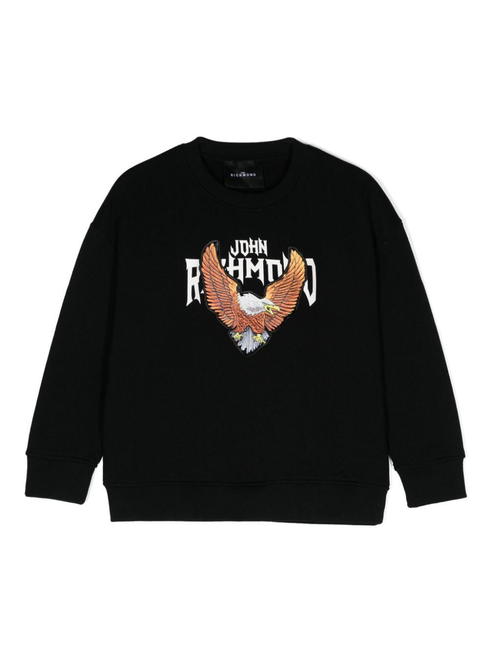Felpa con stampa per bambino John Richmond Junior nero con maniche lunghe RBA24140FE BLACK JOHN RICHMOND JUNIOR 