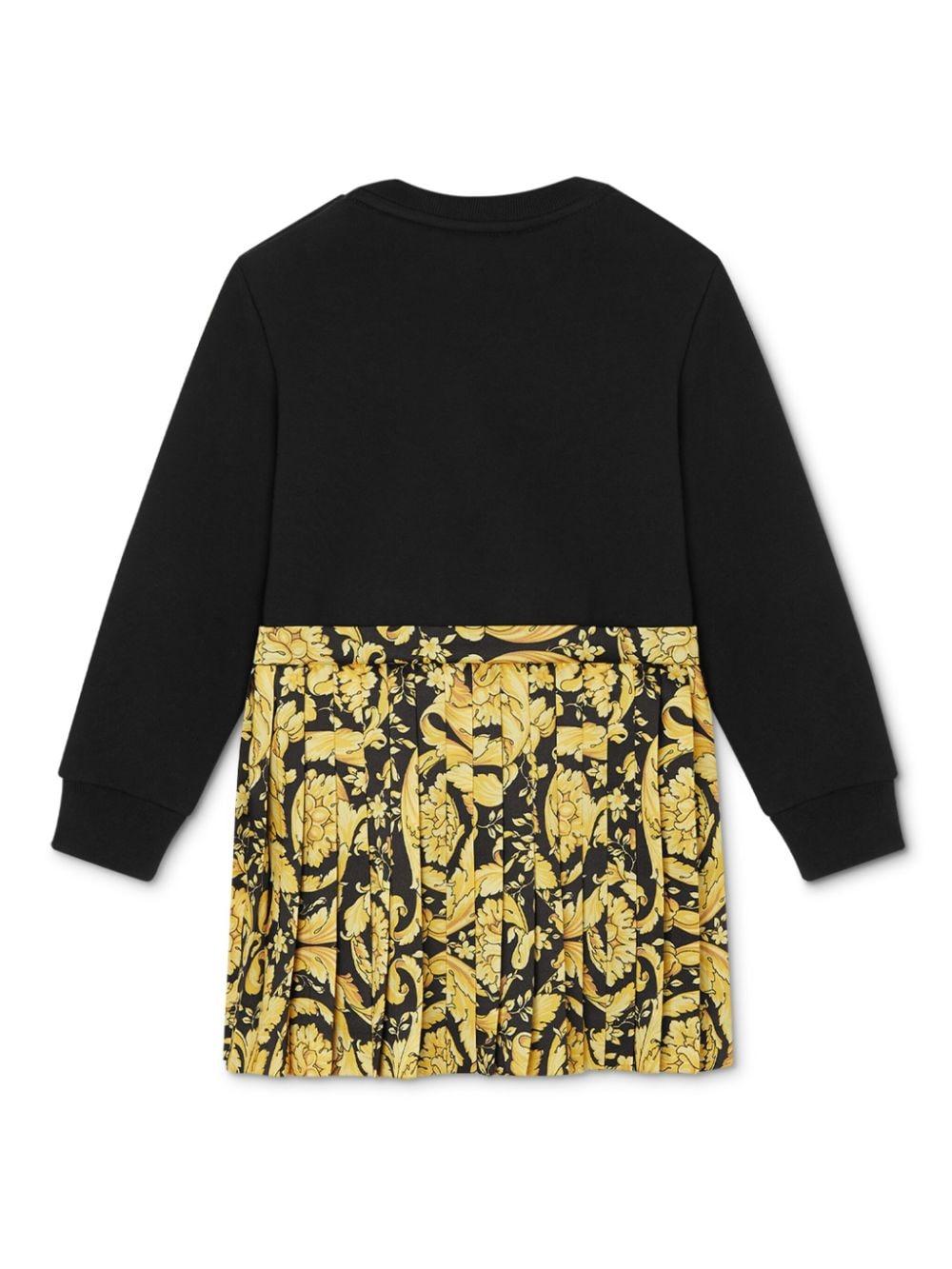 Abito con stampa barocca per neonata Versace Kids nero con girocollo 10164811A11438 2B130 VERSACE KIDS 