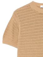Maglietta lavorata a maglia per bambino Paolo Pecora Kids beige con orlo a coste PP3981 BEIGE PAOLO PECORA KIDS 