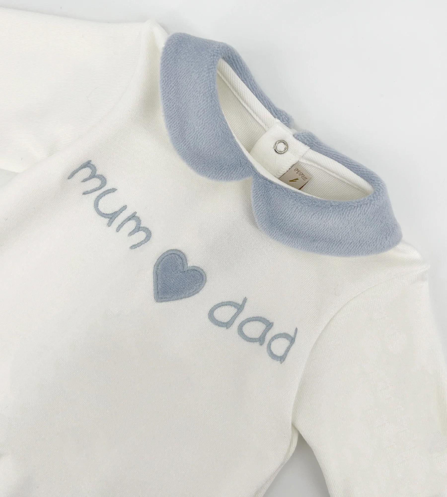 Tutina per neonato La Stupenderia bianca con ricamo "mum and dad" 1TBTT11 K40L24 LA STUPENDERIA 