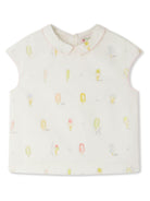 Blusa per bambina Bonpoint Elivia bianco con stampa grafica S05GBLW00035 604 BONPOINT 