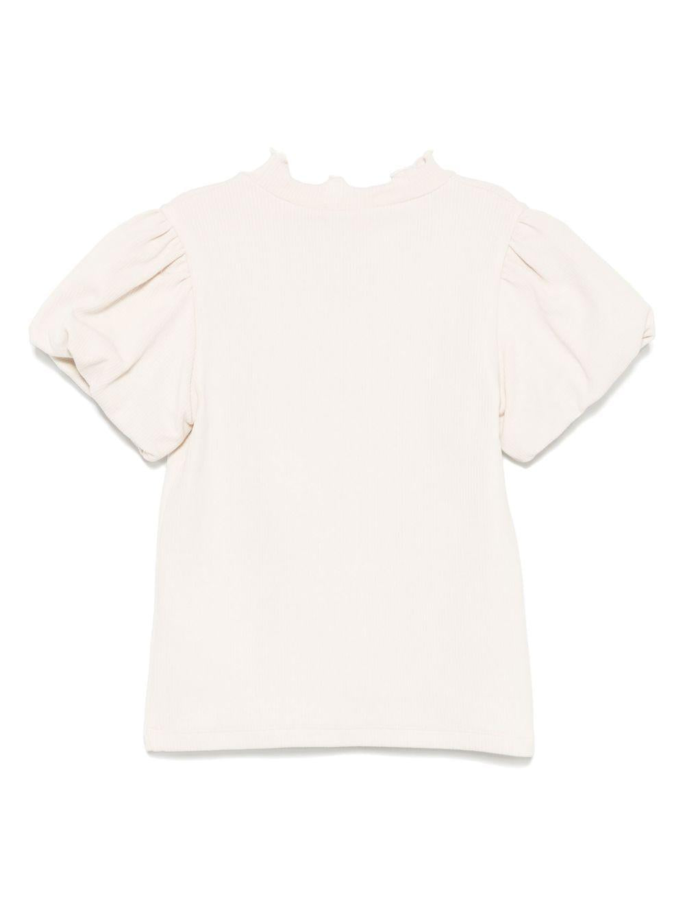 T-shirt per bambina Donsje Nowien beige con motivo con ricamo 4081103 00003 DONSJE 