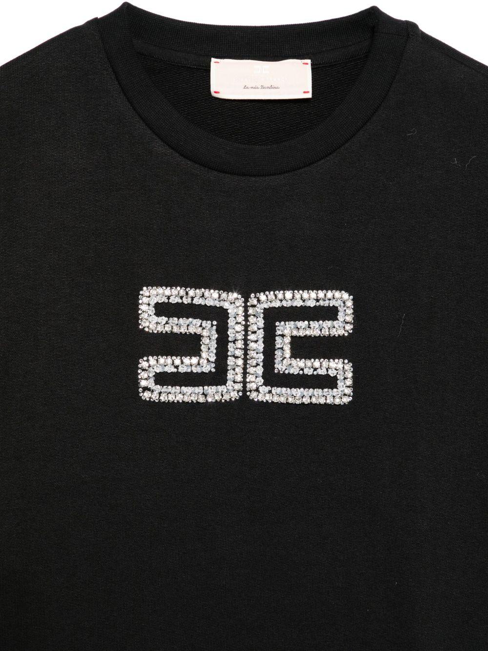 Felpa per bambina Elisabetta Franchi La Mia Bambina nero con cristalli e logo EFFE1510FF002 N075 ElISABETTA FRANCHI 