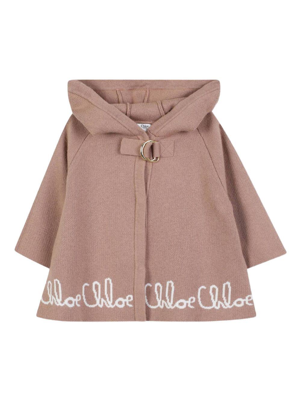 Cappotto per neonata Chloé Kids marrone con scritta con logo C20802 244 CHLOE' KIDS 