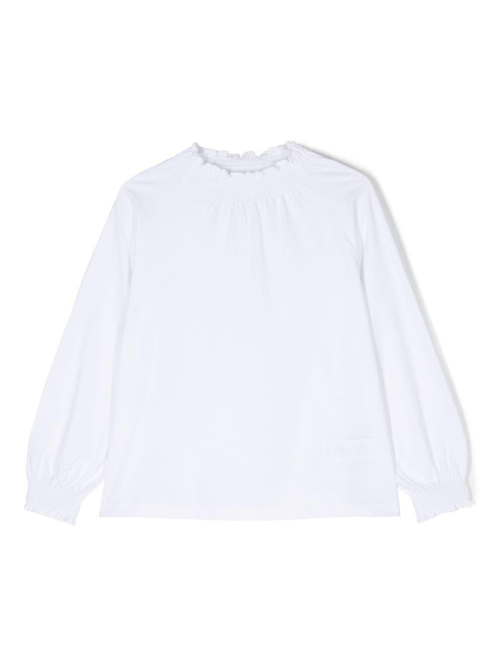 Blusa per bambina Douuod Kids bianco con ruches DT8A10 Z0761 100 DOUUOD 