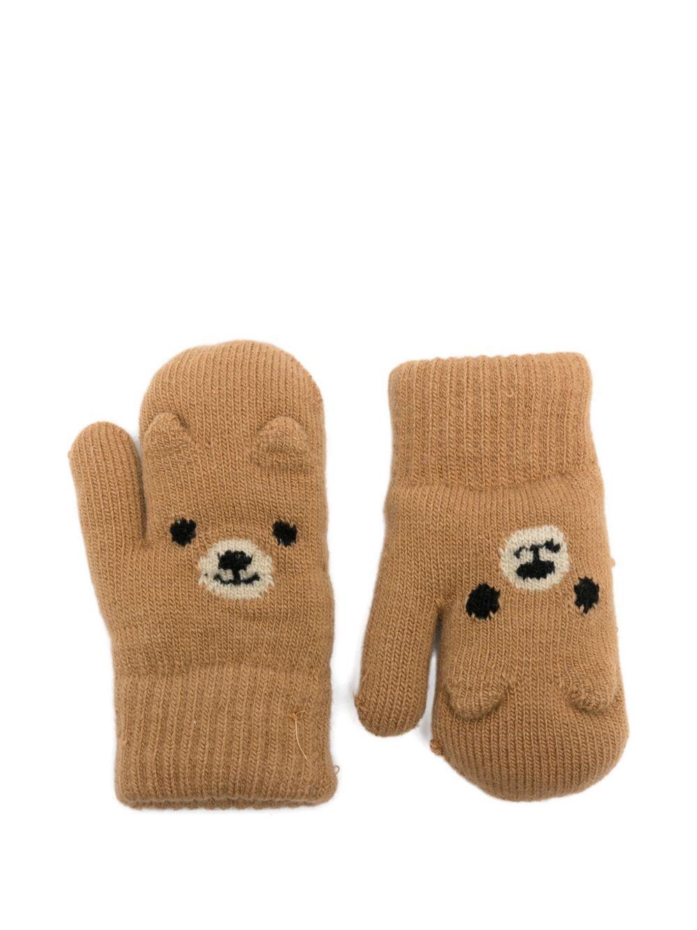 Guanti per bambini Molo marroni con faccia d'orso 7W25S102 5510 MOLO 