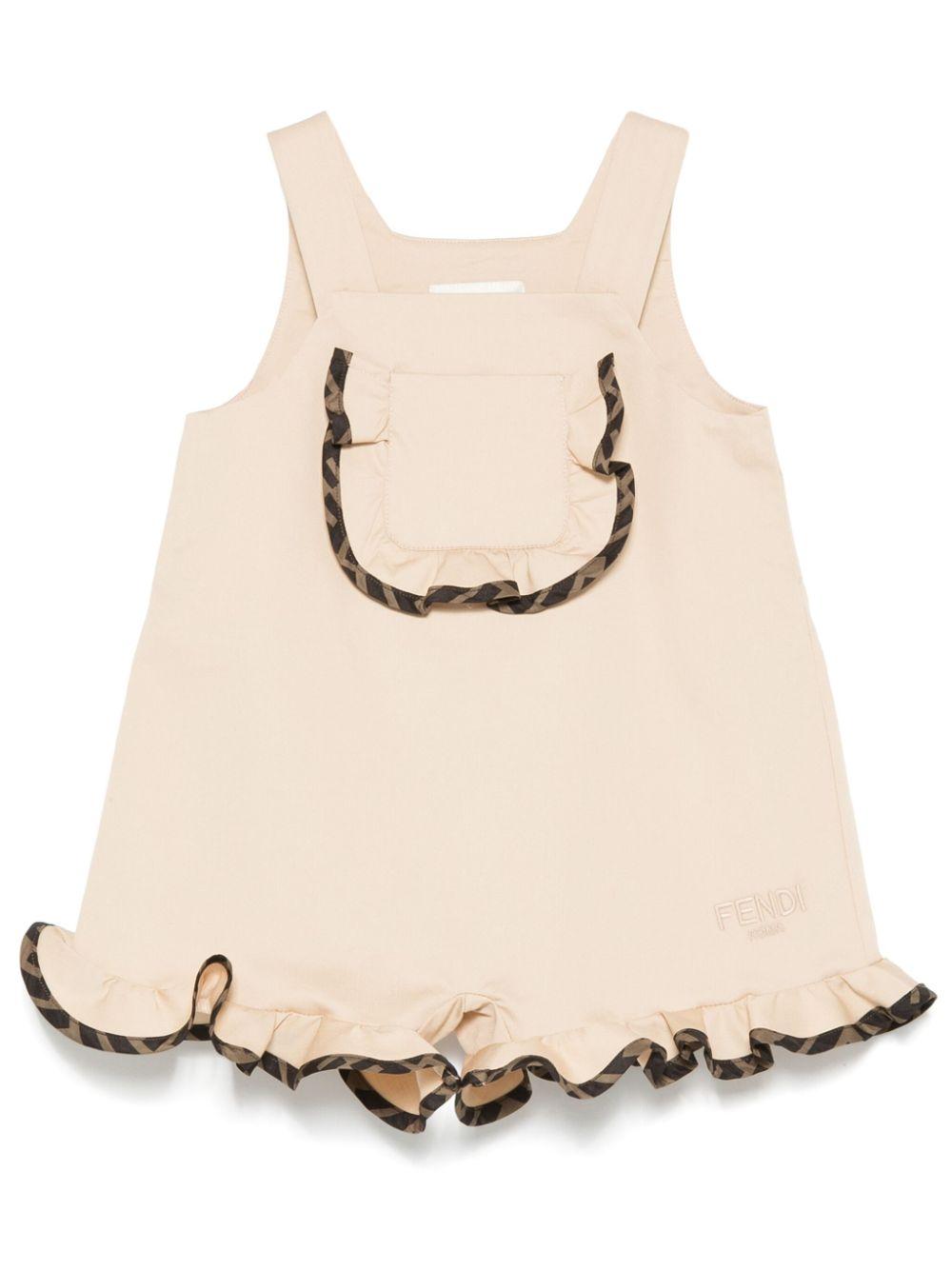 Salopette per neonata Fendi Kids beige con bordi a contrasto BFL087 ADEH F1P2P FENDI KIDS 