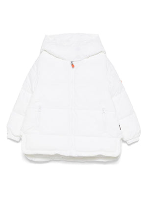 Save The Duck Kids Glenda white asymmetric hem jacket for girls