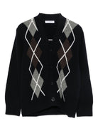 Cardigan per bambino Paolo Pecora Kids blu con motivo argyle PP4088 BLU PAOLO PECORA KIDS 