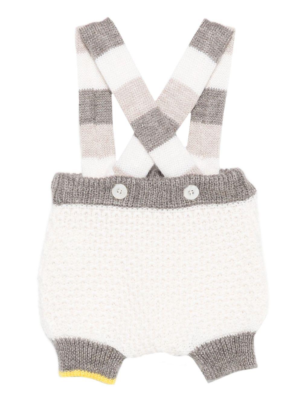 Shorts per neonato Gensami Kids bianco con bretelle SUSP-APE-WP WHITE/GREY GENSAMI 