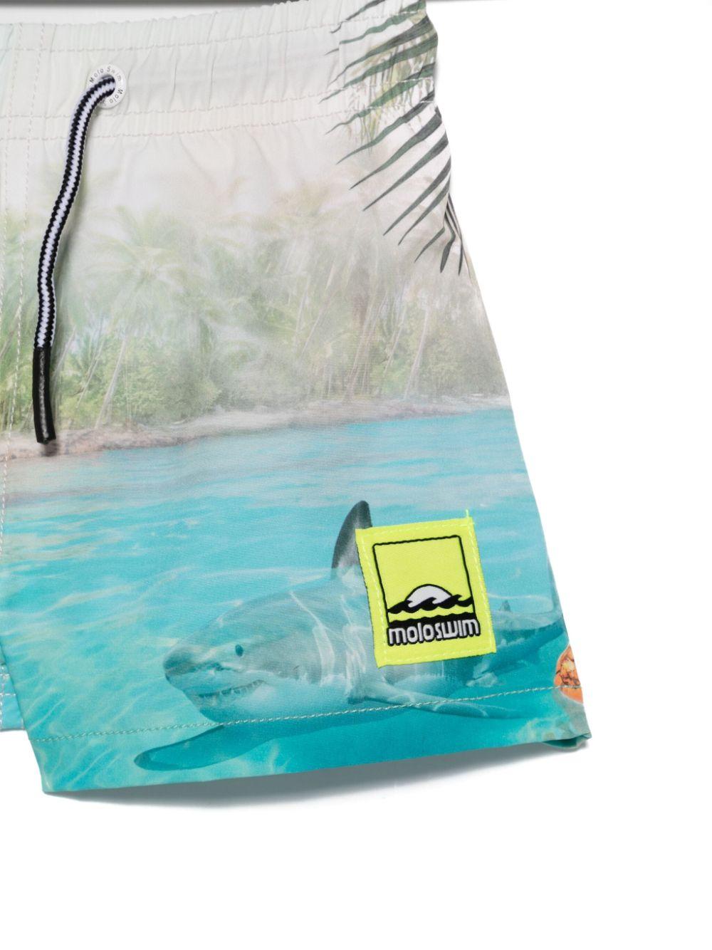 Costume da bagno per neonato Molo Niko beige con stampa spiaggia 8S25P403NB 3803 MOLO 